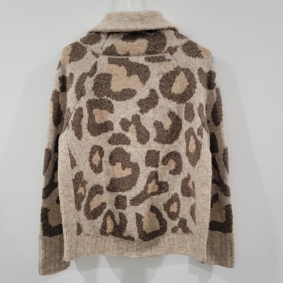 Rd Style Womens Cowl Neck Sweater Small Leopard Cozy Soft Sustainable Oversized - Picture 3 of 8